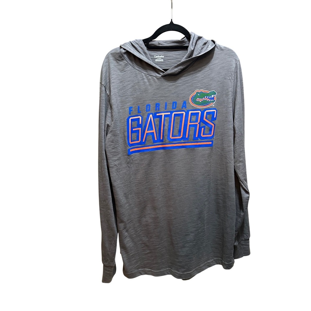 Captivating Florida‎ Gators Mens XL Heather Gray Hooded Long Sleeve T-Shirt UF